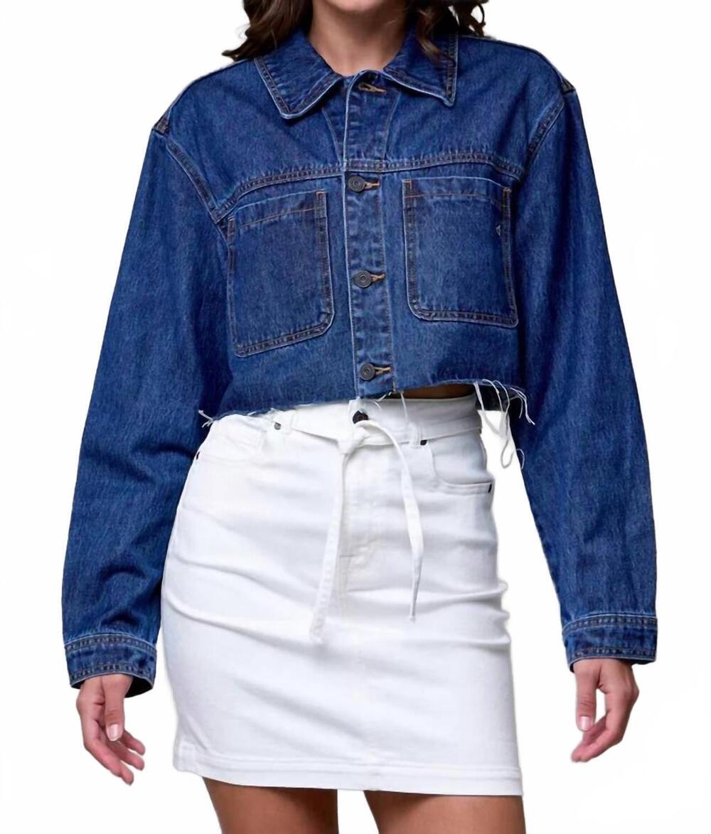 NEW HIDDEN cropped denim jacket in dark wash